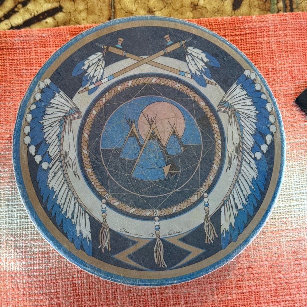 Vintage Northwest Cost Haida Hand Drum Clarence A Wells